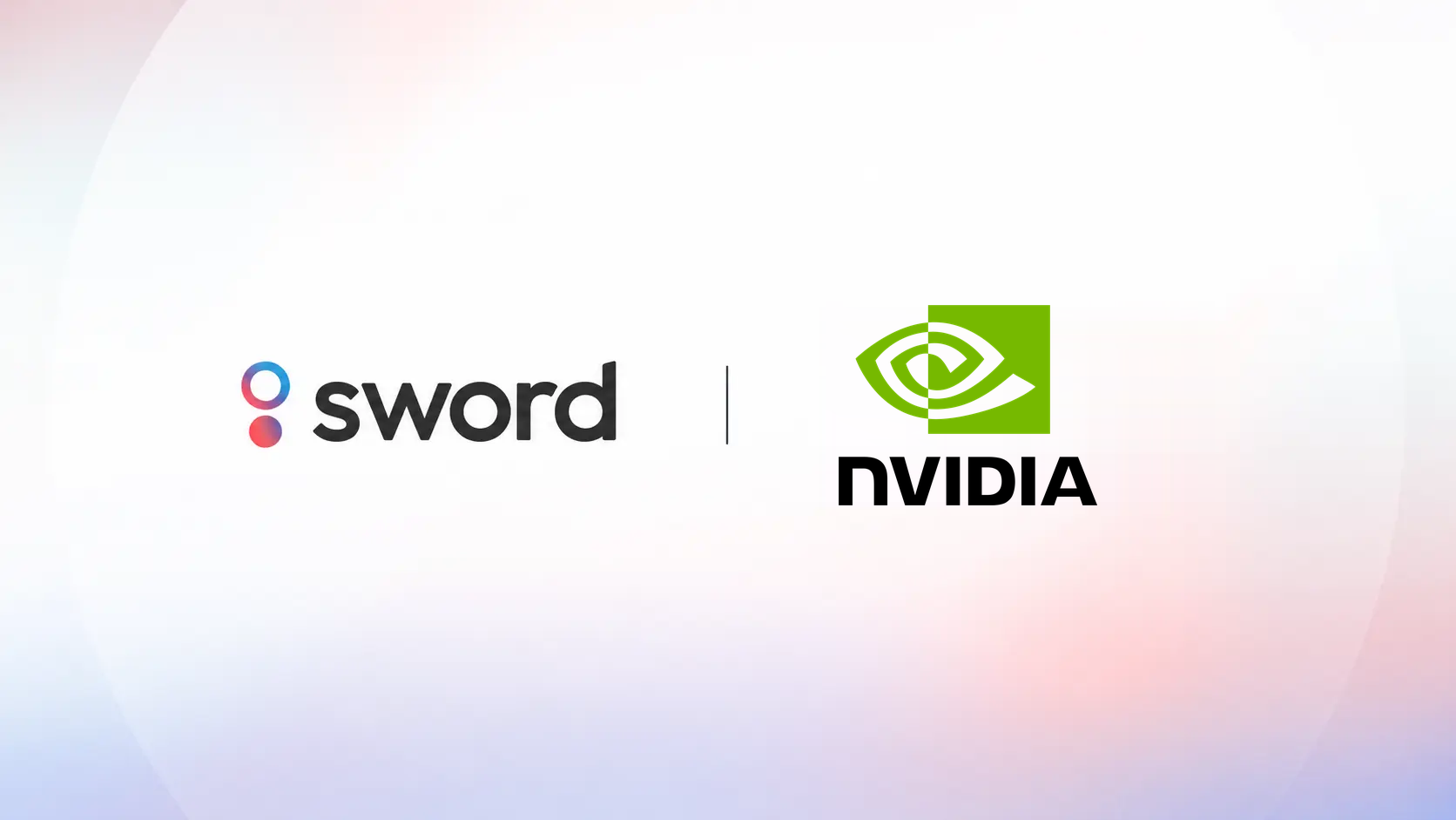 Logos of Sword and NVIDIA on a light gradient background, separated by a vertical line.